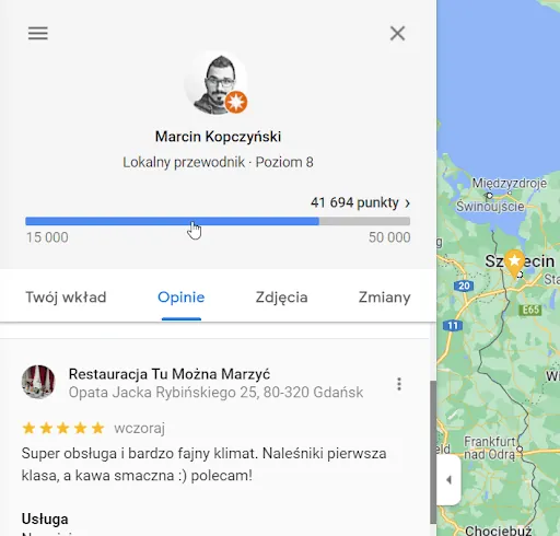 moje opinie w Google Maps