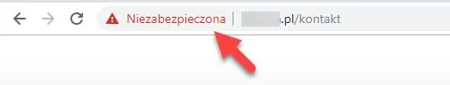 Komunikat „Niezabezpieczona” w pasku adresu Chrome na stronie bez certyfikatu SSL