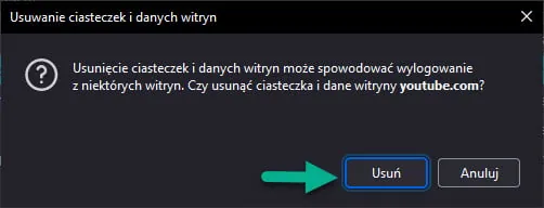 usuń ciasteczka Firefox