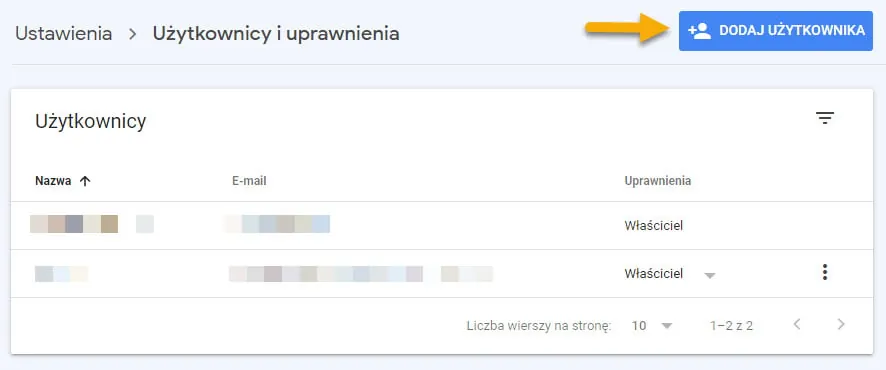 Google Search Console dodaj użytkownika