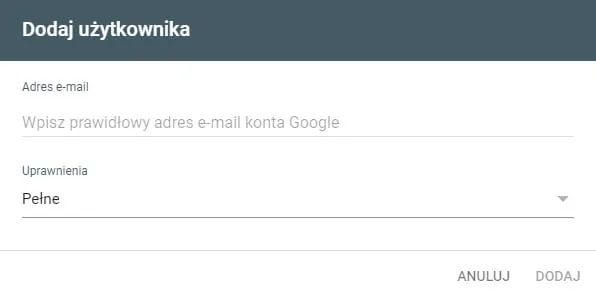 GSC dodaj użytkownika