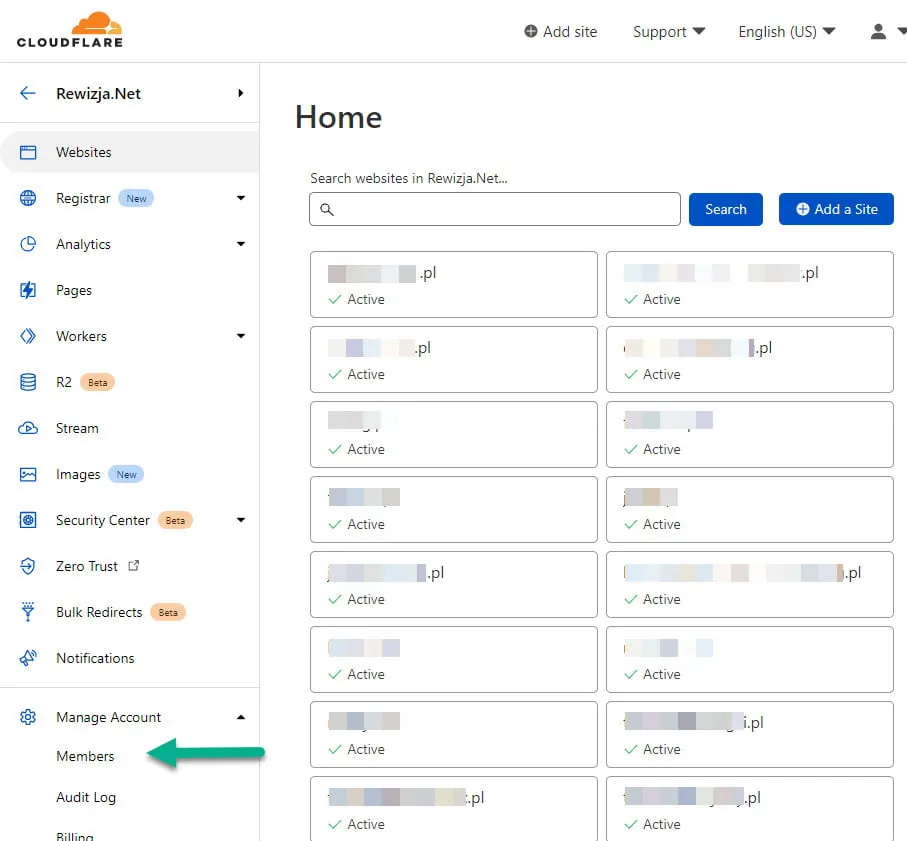 przydzielanie dostępu do CloudFlare