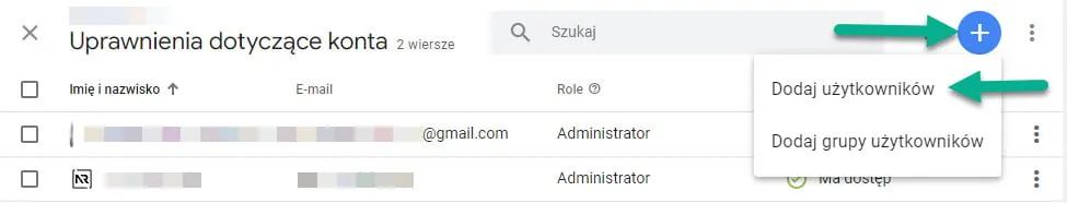 Tag Menedżer zarządzanie użytkownikami