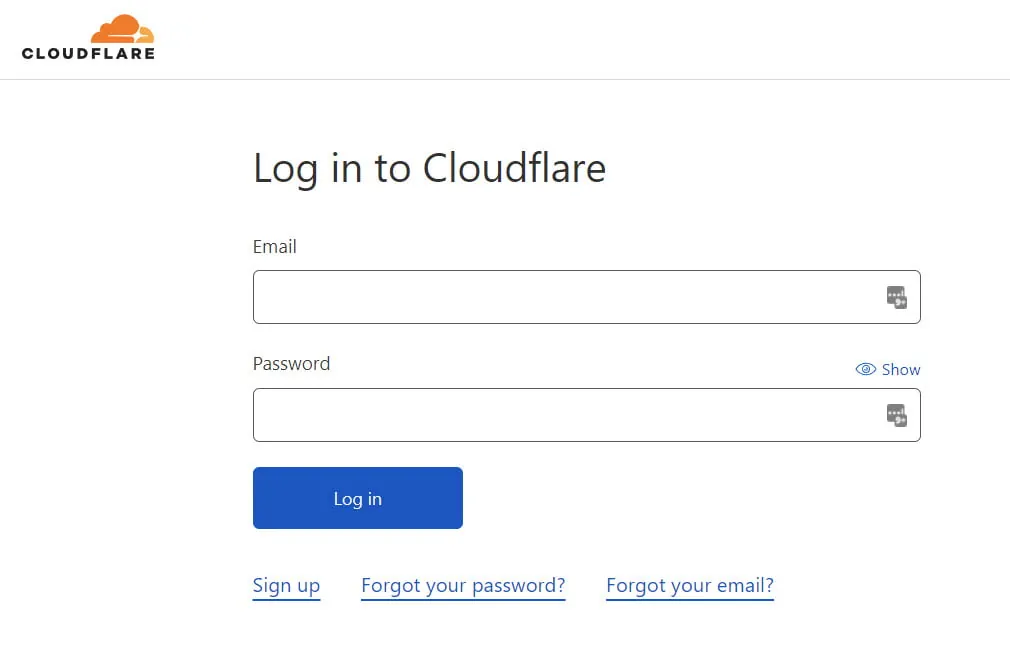 Logowanie do CloudFlare