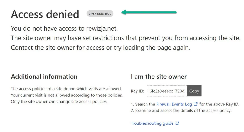 Strona zablokowana w CloudFlare