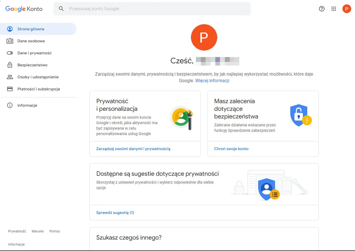 panel konta Google