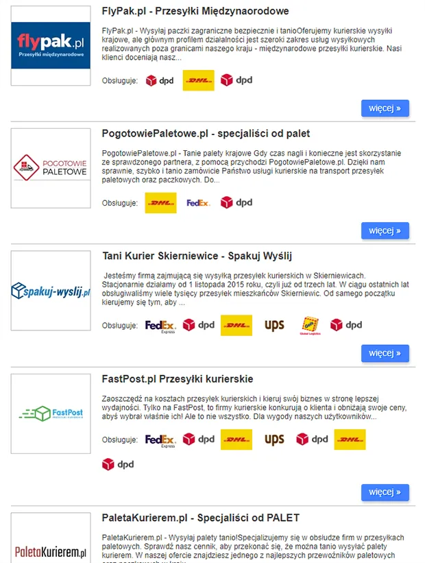 Lista brokerów kurierskich na ZnajdzKuriera.pl