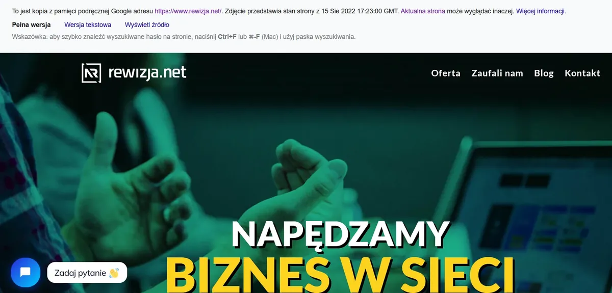 Operator ostatnia zaindeksowana wersja strony