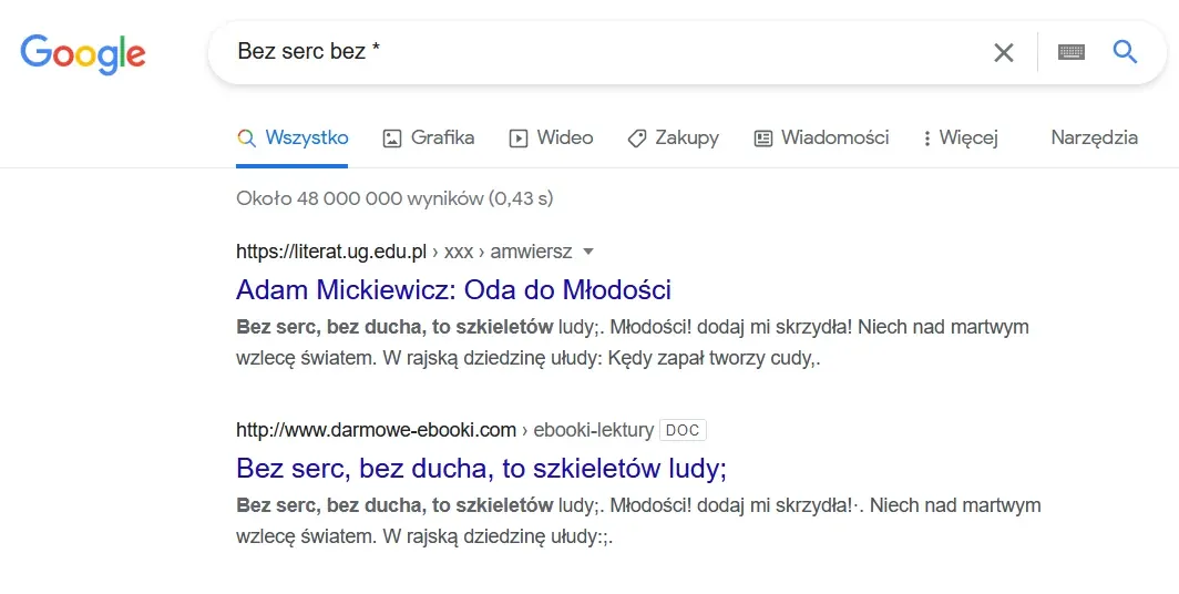 operator niepełnej frazy