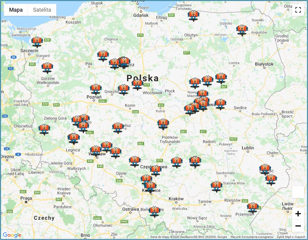 Punkty Paczkowe e-speedpak na mapie Polski