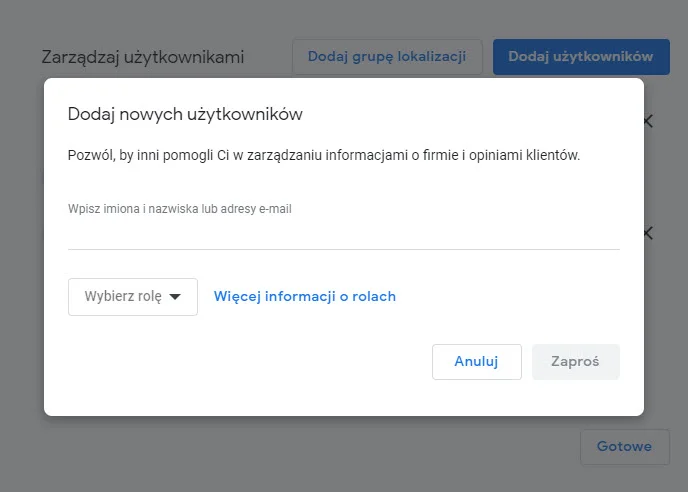 GMF zaproś użytkownika