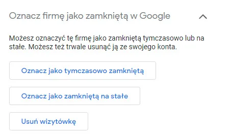usuwanie wizytówki Google Moja Firma